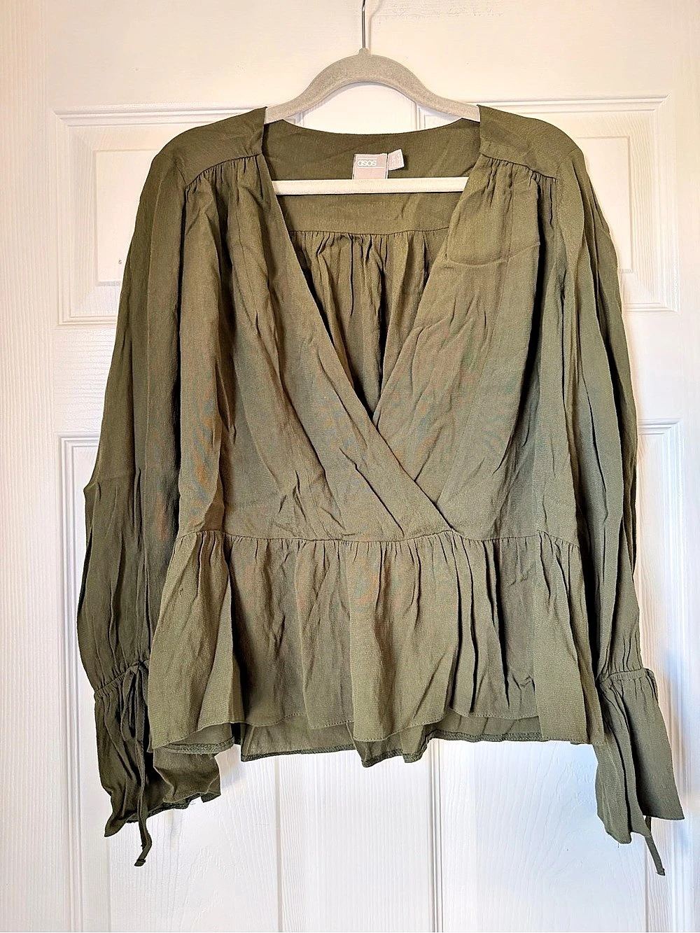 ASOS Olive Wrap Blouse Size Small Like New